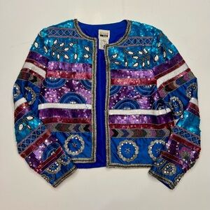 Vintage Leslie Fay Evenings Sequin Beaded Jacket Small